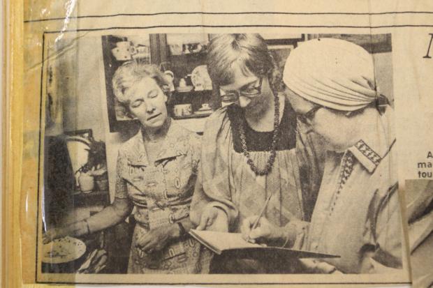 Border Counties Advertizer: Heather Anderson, from Once Upon A Time, in Oswestry Market Hall, celebrated 40 years o0f beiong based in the market. The shop was started by her mother in 1972, moved to its current position in 1974 and was passed to Heather in 1976. Presnting flowers